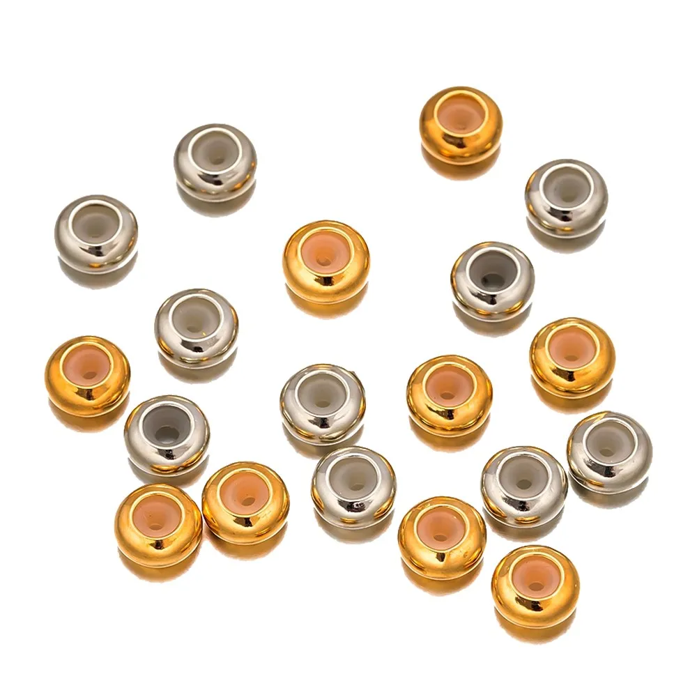 20pcs 7/8mm Copper Spacer Stopper Beads Rubber O Rings Insert Locating Ring for DIY Bracelet Necklace Jewelry Making Accessories