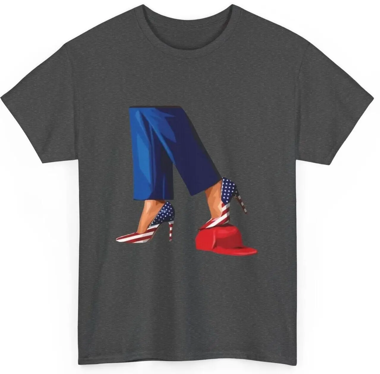 Kamala Harris High Heel Shoes Stepping on Red Hat T-Shirt