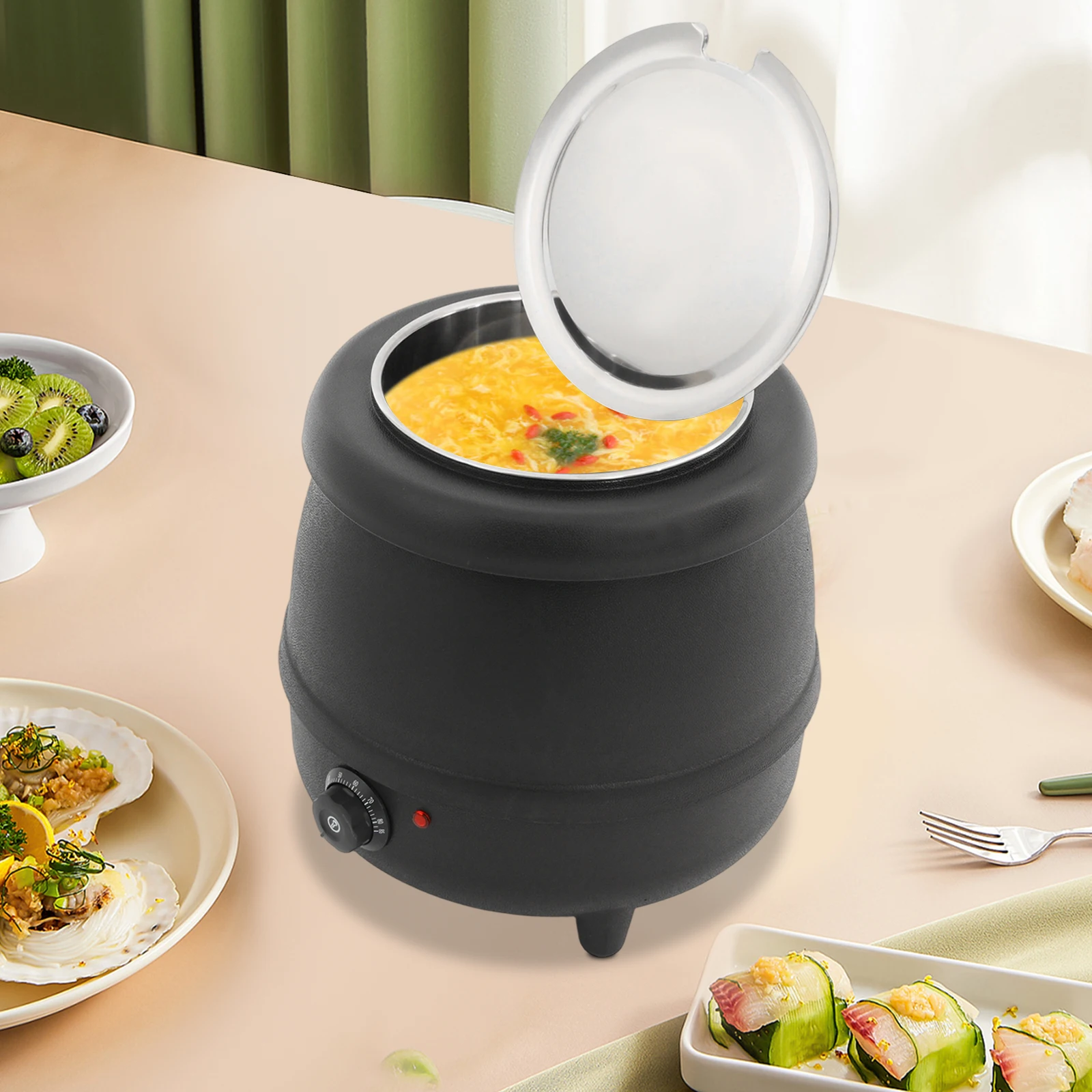 

Bymaocar Black, 10 л, нагревательная кастрюля большой емкости, электрическая кастрюля для кипячения с ложкой для кухонь, ресторанов, вечеринок