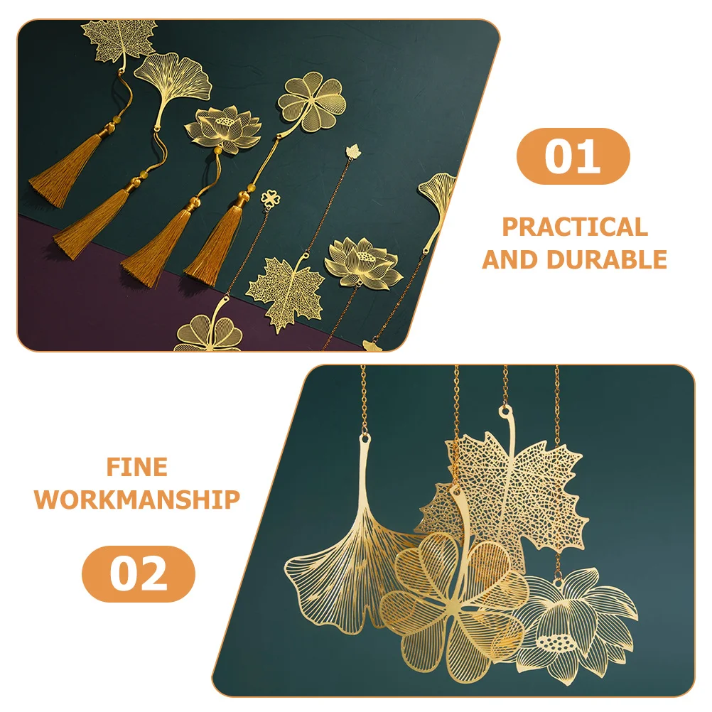 4Pcs Hollow Out Metal Bookmark Leaf Design Bookmarks for Men Reading Decorative Bookmark Gift for Book Enthusiasts
