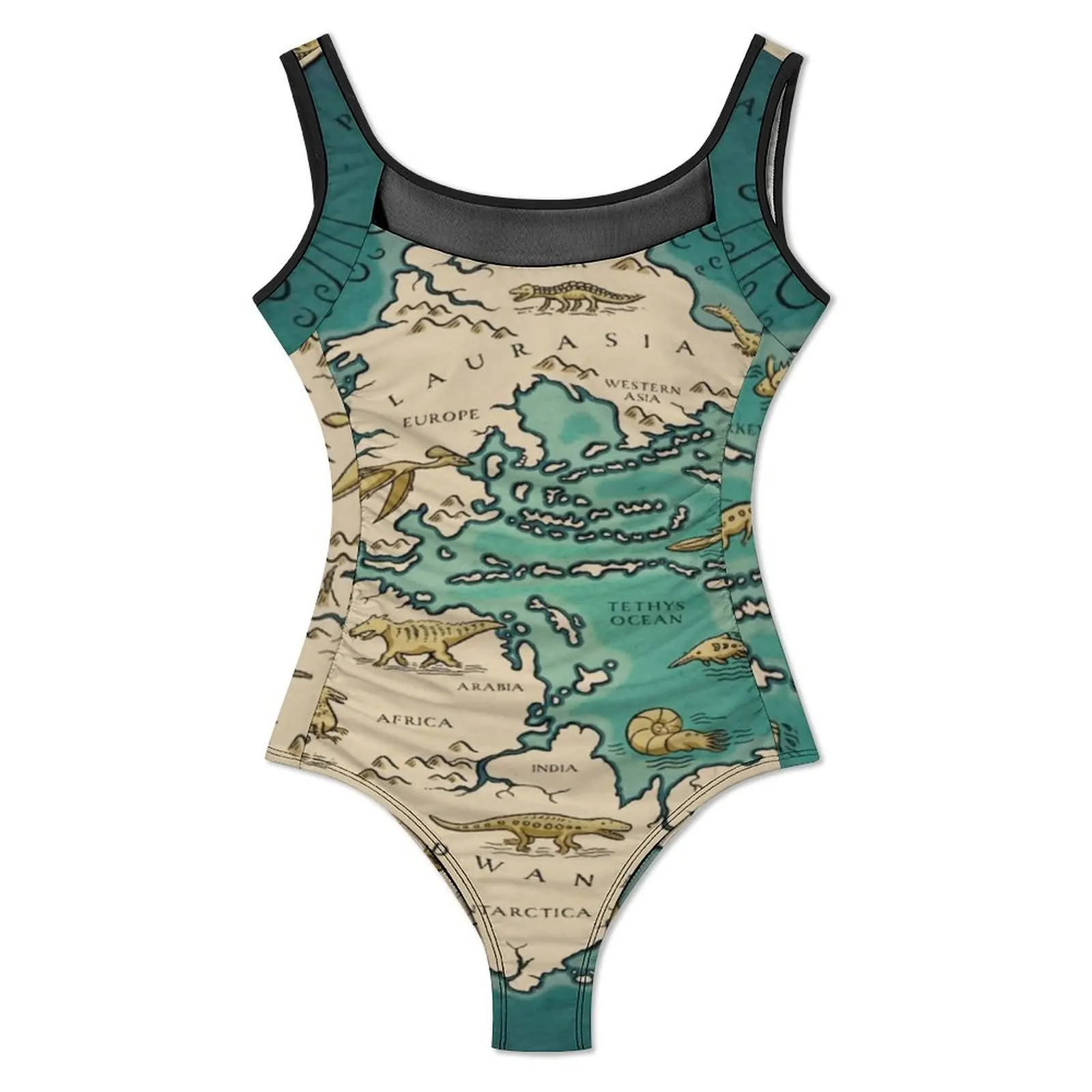 Earth Map Swimsuit Sexy Map of The Pangaea Women Swimwear One Piece Trend Swimsuits Beach Push Up Mesh Beachwear