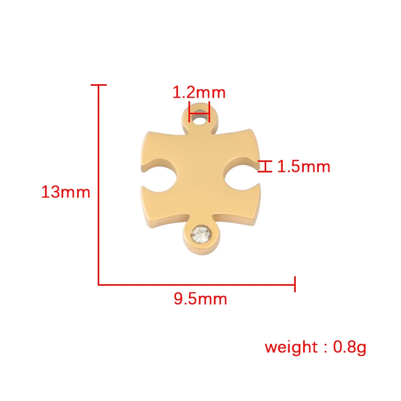 5Pcs 13x9.5mm Puzzle Mirror Polish 304 Stainless Steel Charms Pendants Tags Diy Jewelry Findings Accessoires