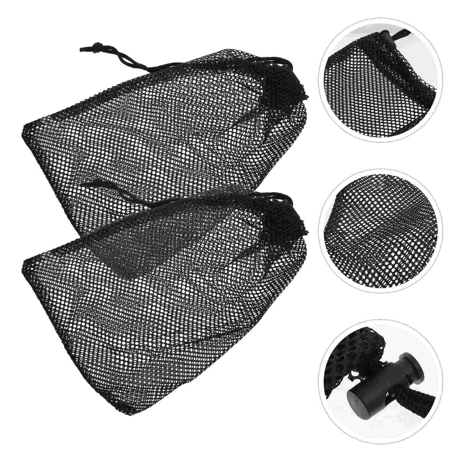 

2 Pcs Golf Storage Bag Mesh Drawstring Bags Portable Sports Equipment ganizer Nylon Travel Fitness Health Elastic Tear