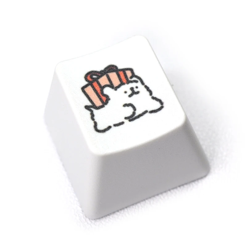 1set PBT Keycaps Schattige Kleine Hond Keycap Persoonlijkheid Dye Subbed Keycaps voor Mx Stem Gaming Mechanische Toetsenborden Wit R4 KeyCaps