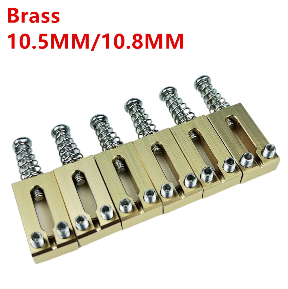 1 Set 10.5MM/10.8MM Electric Guitar Bridge Brass Saddle/ Stainless Steel Roller Saddle Tremolo Bridge Saddles