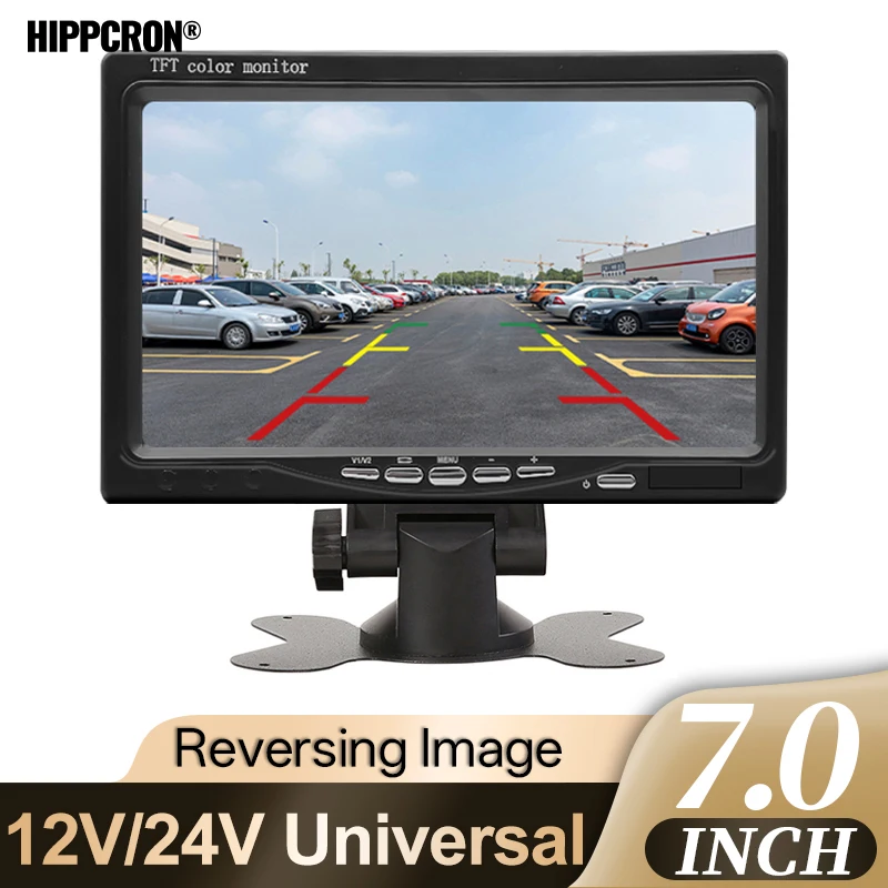 

Автомобильный монитор Hippcron 7 дюймов, 16:9, 800*480, с двумя видеовходами, TFT HD, цифровой, для камеры заднего вида, парковки, резервного копирования