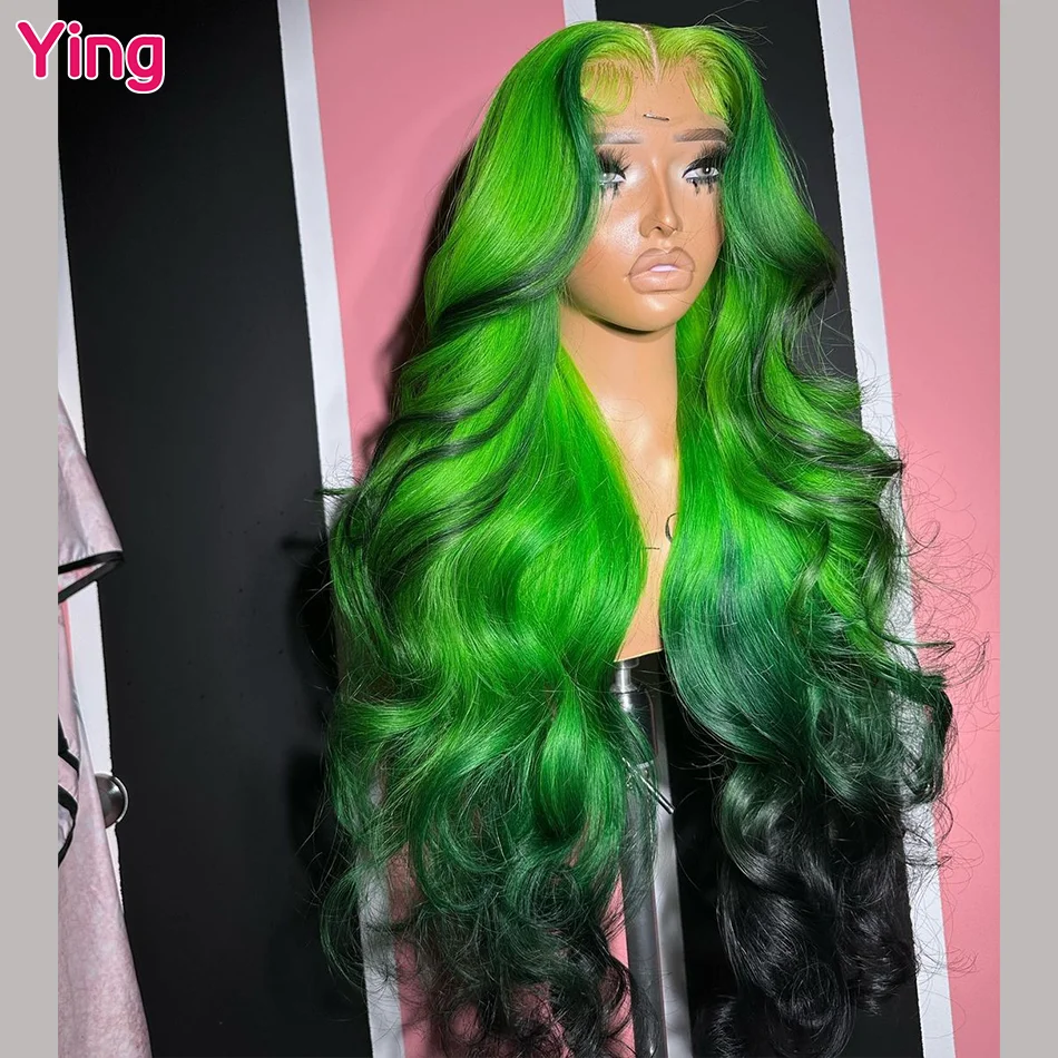 

200% Green Black 13x6 Lace Front Wigs 32in Body Wave Human Hair Wigs Omber Colored 13x4 Lace Fronal Wigs For Women Pre Plucked