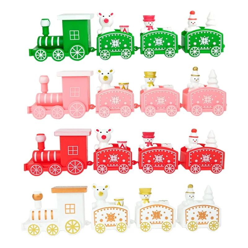 4 Pcs Christmas Train Ornaments with Train Decor Mini Train Decor Set for Christmas Party