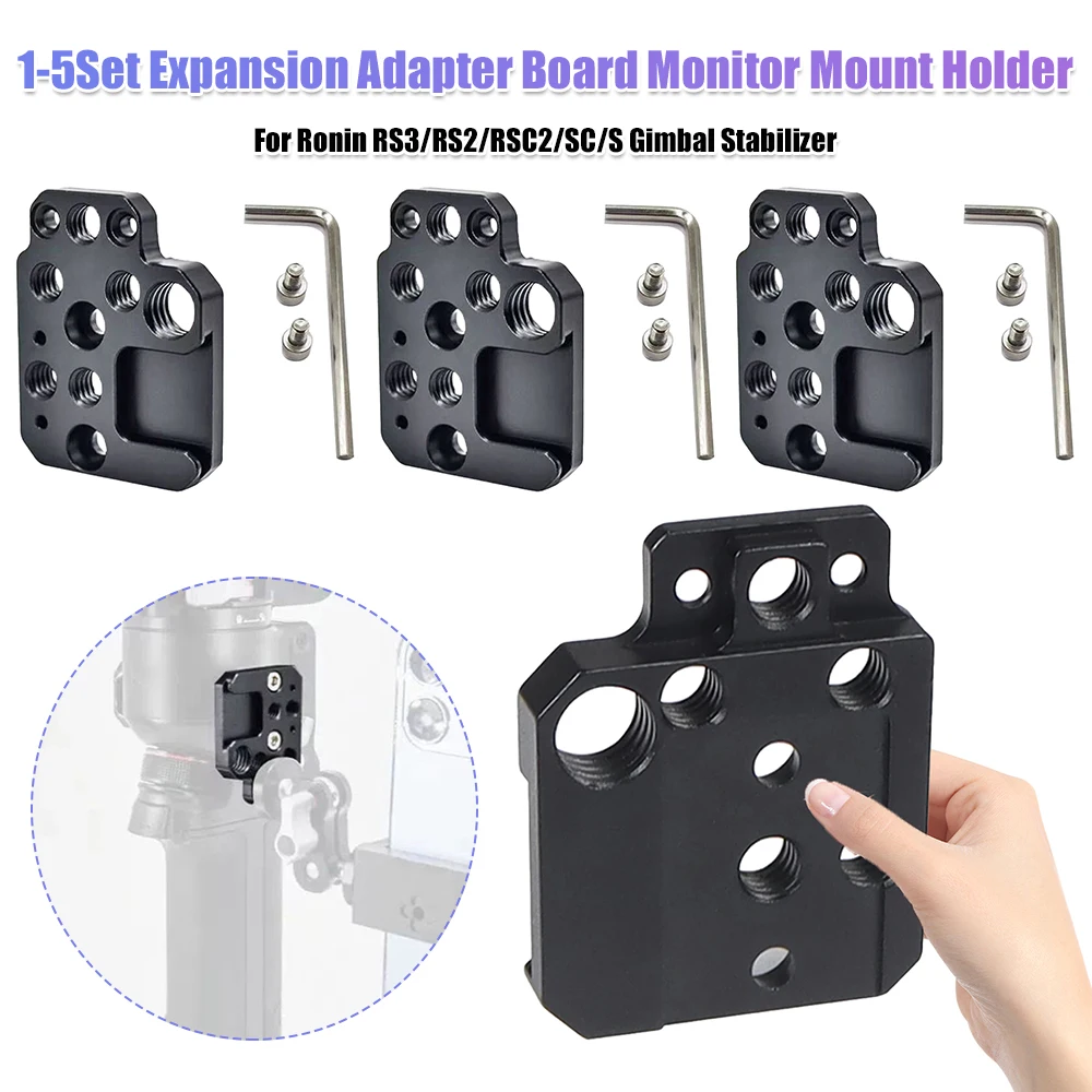 Mic Light Adapter Extension Plate with 1/4 3/8 Threaded Holes Cold Shoe Mount for Ronin RS3/RS2/RSC2/SC/S Gimbal Mount Plate