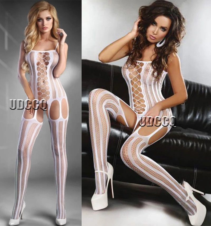 HOT Sexy crochet  fishnet bodysuit Cosplay Lingerie Babydoll dress Underwear Translucent Chemises garters Teddies Sleepwear Q501