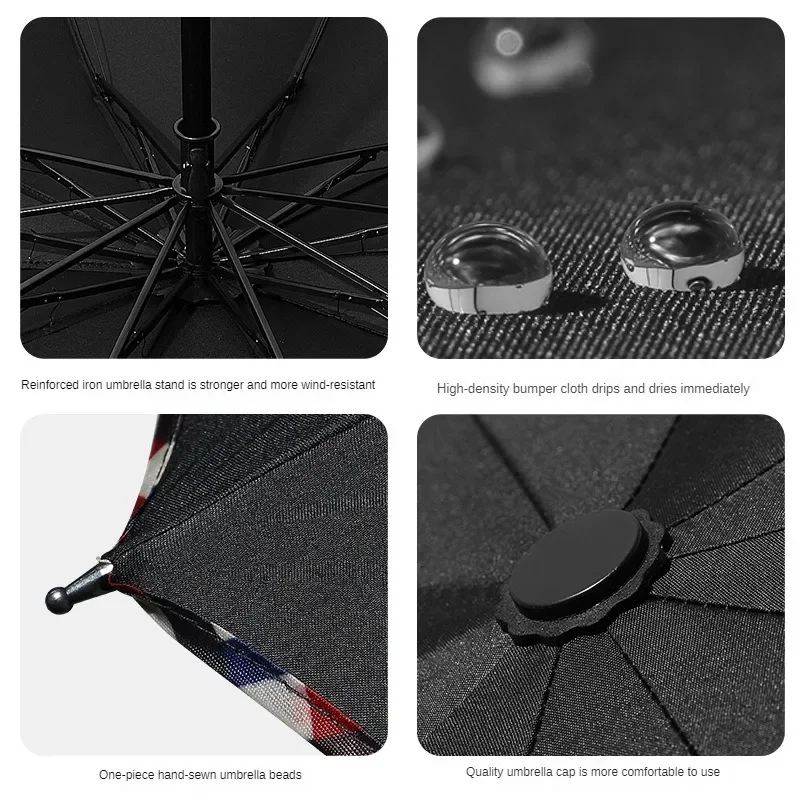 Umbrellas Rainy Rain Umbrella Ultra Resistant Umbrella Large Parasol Uv Automatic Portable Folding Women\'s Male 3-speed Men\'s