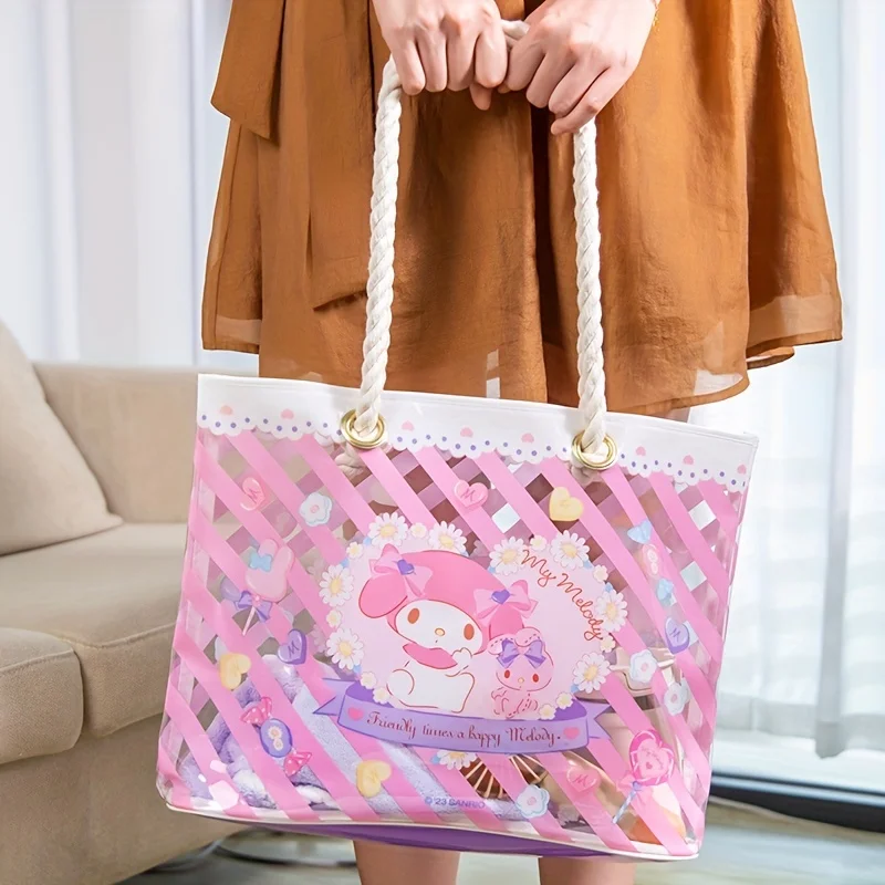 Sac fourre-tout transparent motif Sanurgente Kuromi, sac Kawaii My Melody Sweet initié, sac à sangles en ULpour 03 utilisation