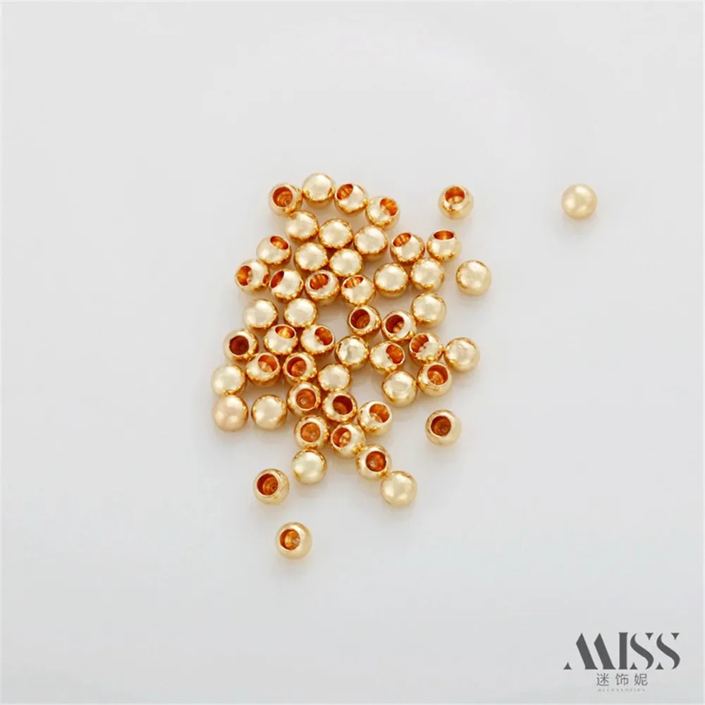 

14K Gold Bag Color-preserving Half-hole Beads Gold Beads Disc Studs Earrings Jewelry DIY Earrings Accessories