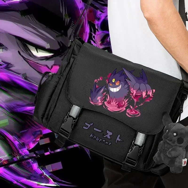 New Cartoon Pokemon Gengar Crossbody Shoulder Backpack Schoolbags for Men Waterproof Crossbody Bag Computer Bag Belt Waist Pack