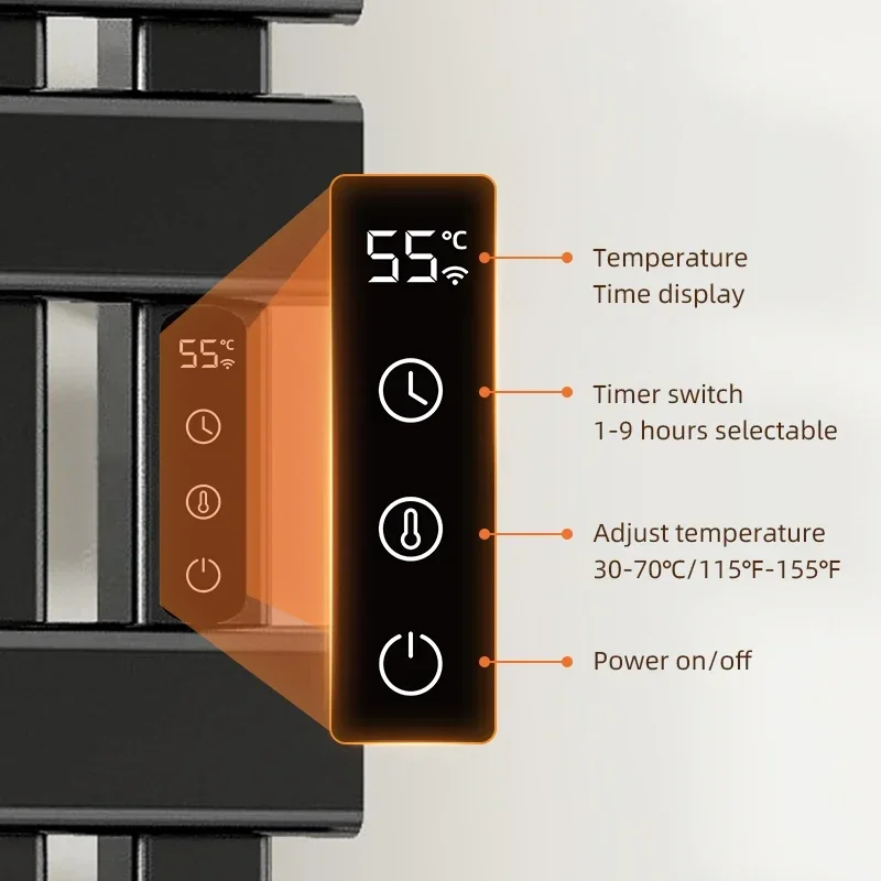 Elektrisch beheizter Handtuch halter Digital anzeige Temperatur regelung Handtuch wärmer Smart Bad Thermo Handtuch beheizter Rack