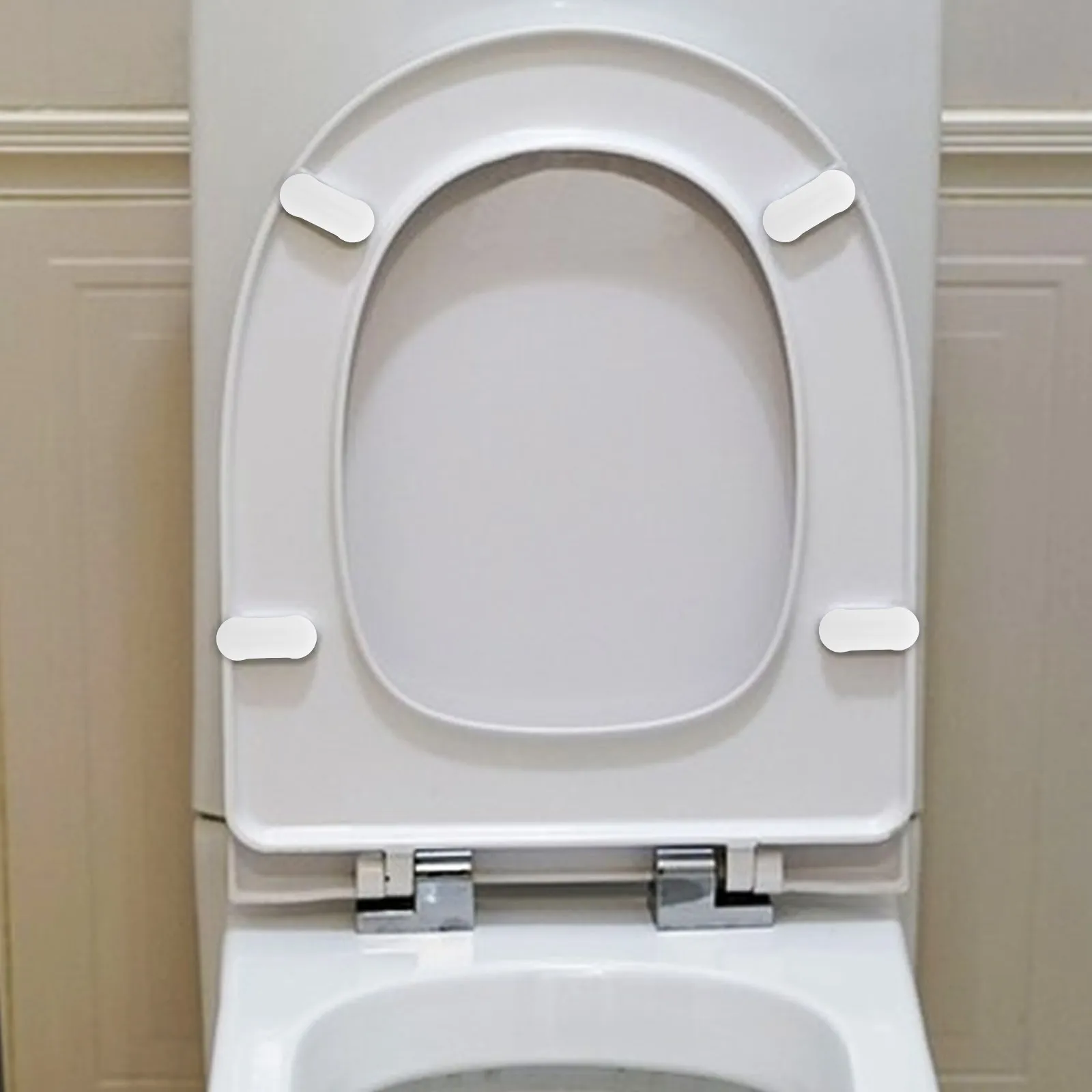

4Pcs Toilet Seat Bumpers High Grip Adhesive Base Universal Compatibility for Round Elongated Toilet Seats Lid Buffering Quiet