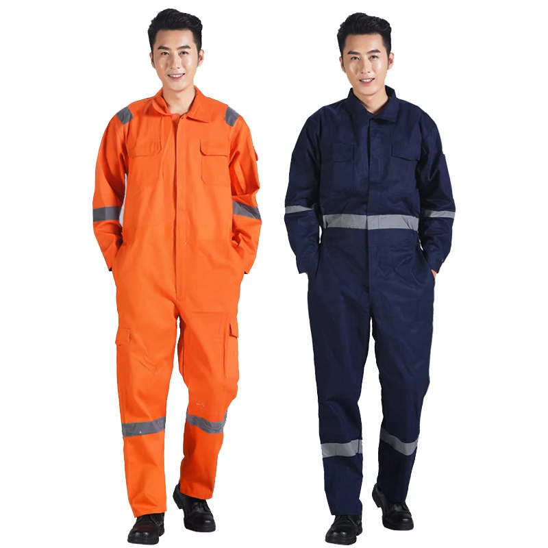 Hi Vis Cotton Work Coveralls Welding Clothes Durable High Temperature Resistance Work Uniforms Flame Retardant Coveralls