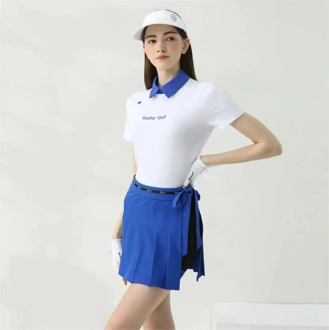 Summer Golf Shirt Wear for Women Tennis Skort Korean 2024 Badminton Clothing Outdoor Elegant Activities Wear Fitness Sportswear