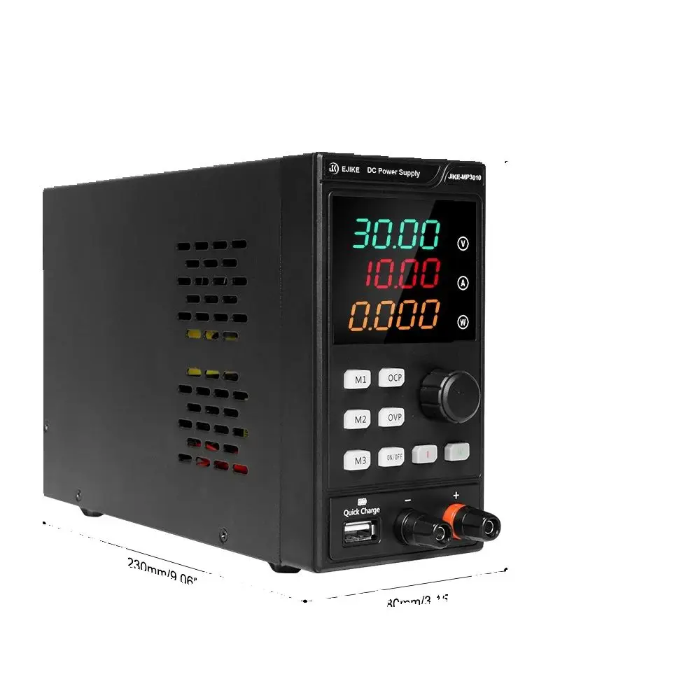 EJIKE DC Power Supply MP3010 30V 10A USB Charge Display Adjustable Voltage Regulator Switch Power Supply Preset Current ON/OFF