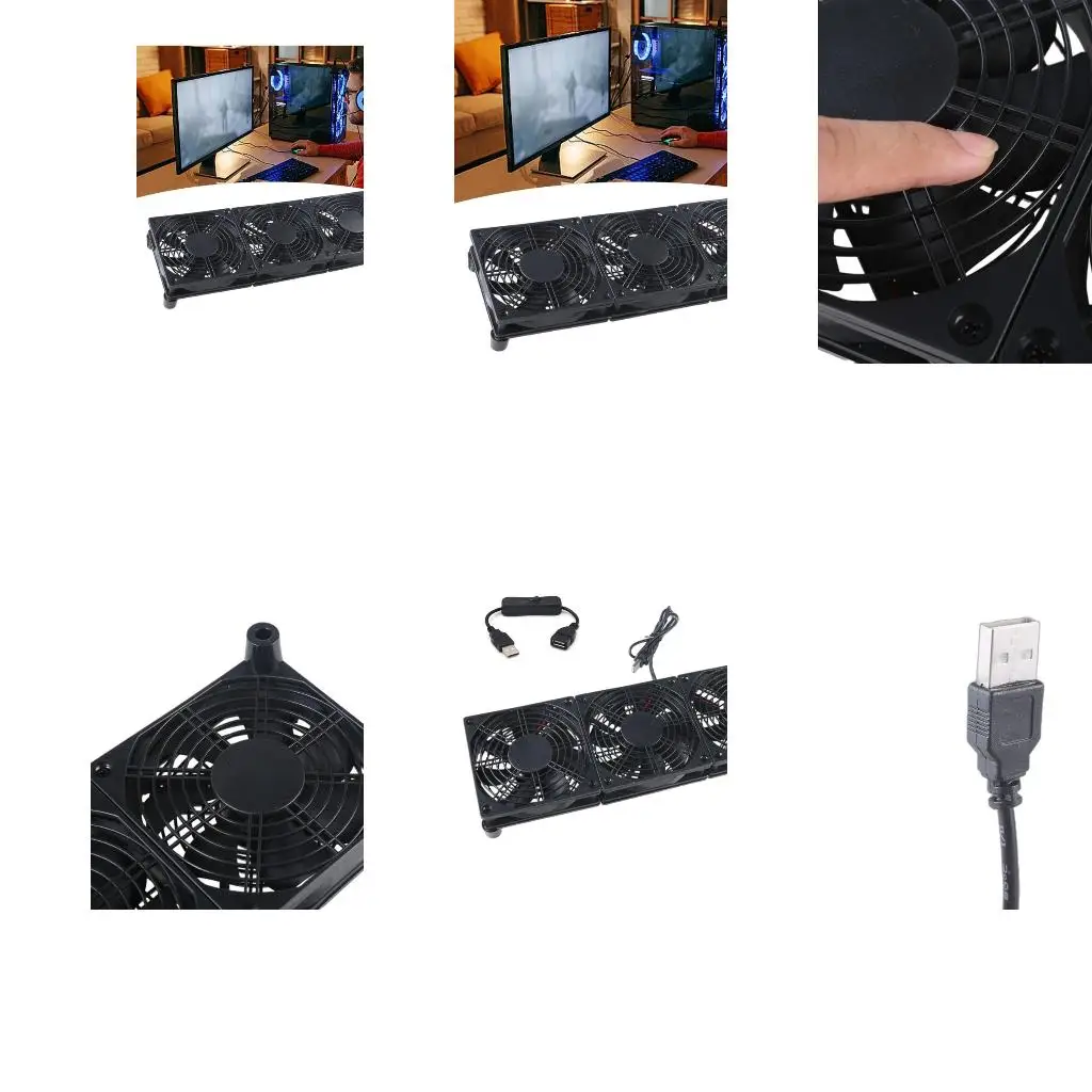 3x 120mm 5V USB Powered Three High Cooling Fan for Router Modem