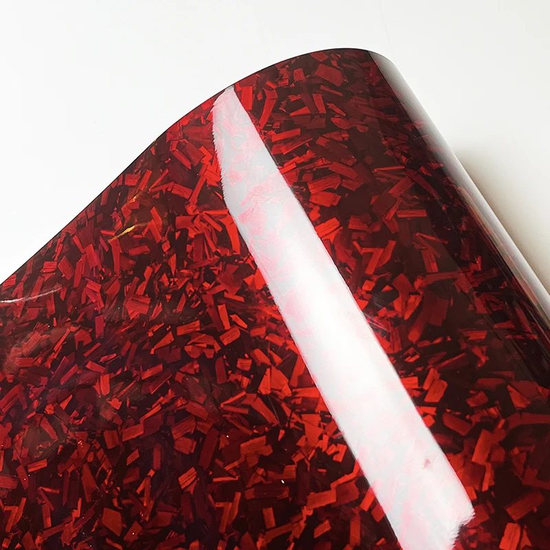 Ultra glänzende PET rot geschmiedete Carbonfaser Vinyl Wrap Film selbstklebende Auto Motorrad DIY Aufkleber Aufkleber mit Air Release