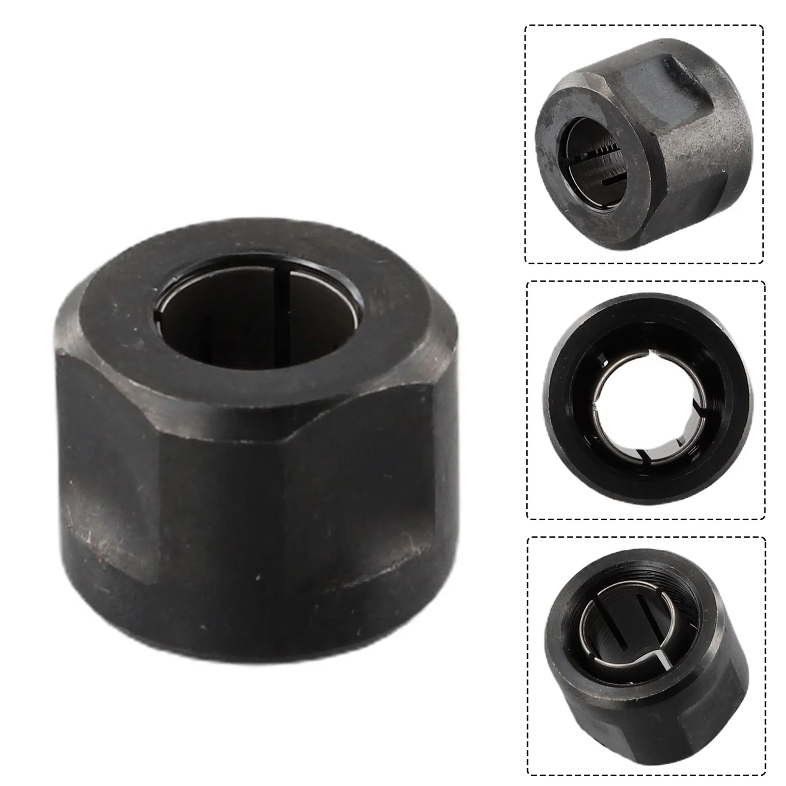 1/2 Inch Collet Nut Plunge Router Parts 21x27mm Center Hole For 3612 For 3612 Plunge Router Metal Black Power Tool