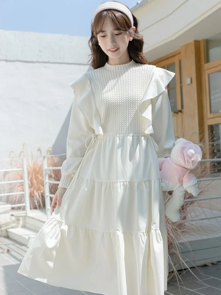 Dresses Women Patchwork Special Charming Elegant Sweet Modern Korean Style Basics Autumn All-match Ladies Age-reducing Tender