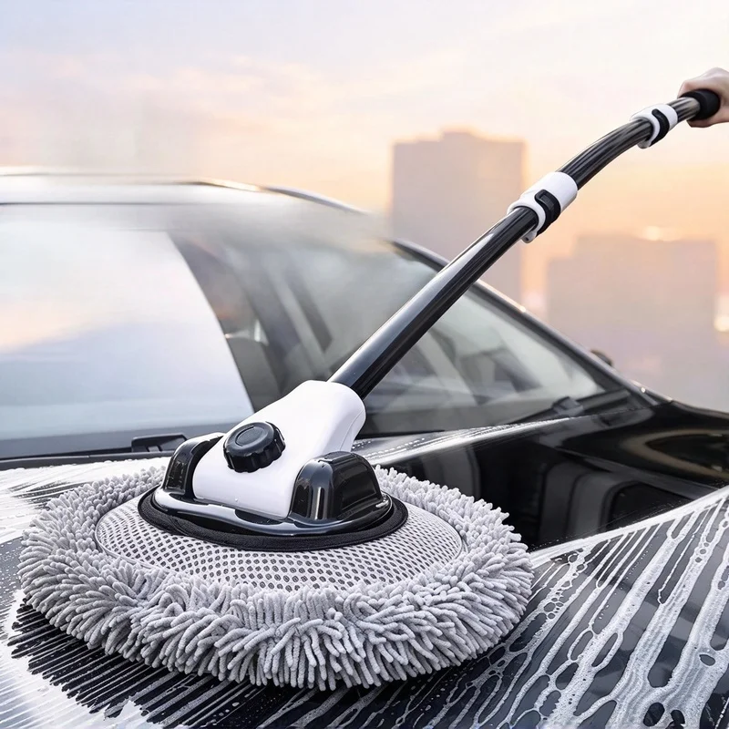 LEIBOO Car Wash Brush Car Cleaning Brush Telescoping Long Handle Mop Soft Hair Chenille Broom Window Wash Auto Accessories