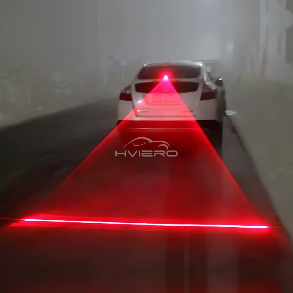 1X Car Led Anti-collision Warning Light Fog Strobe Brake Parking Trunk Rearing Tail Laser Decor Auto Safety Signal Lamp Red 12V