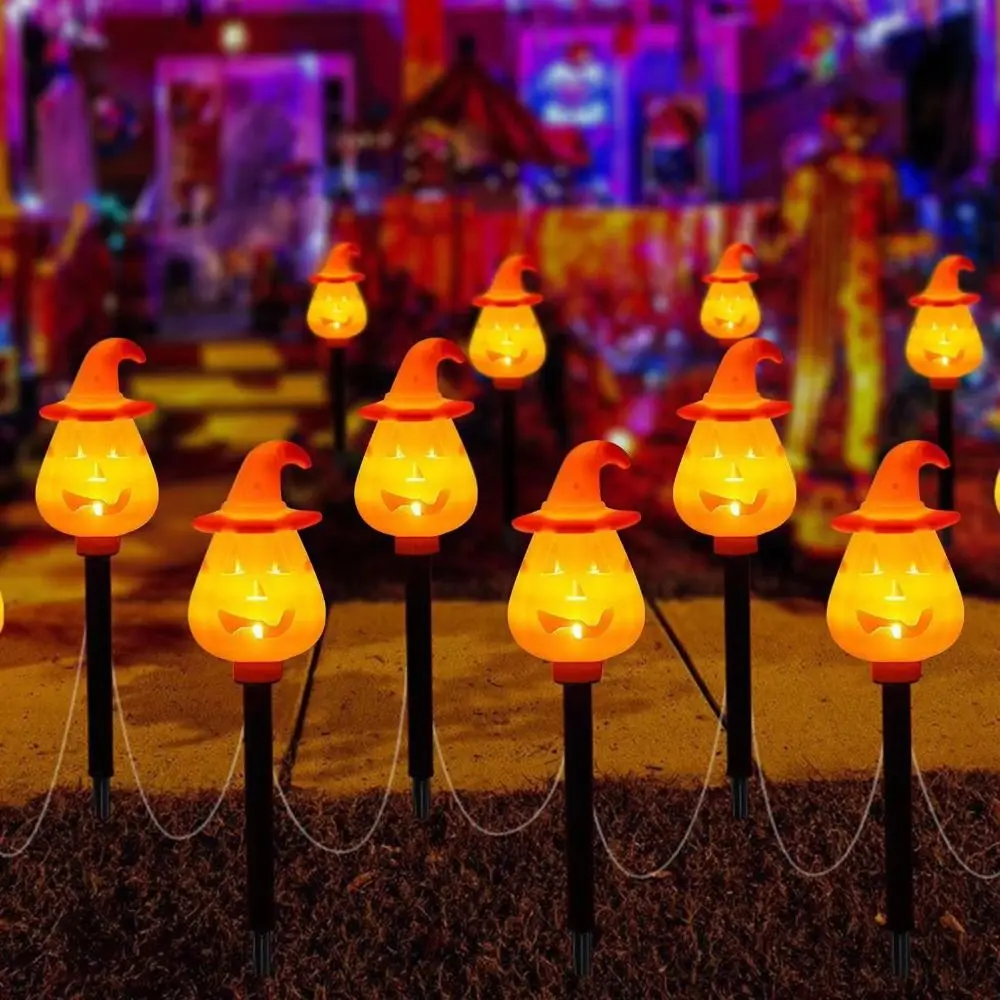 

Orange Color Solar Pumpkin Lights Pathway Lights Solar Powered Solar Stake Lights Ground Insert Easy Installation