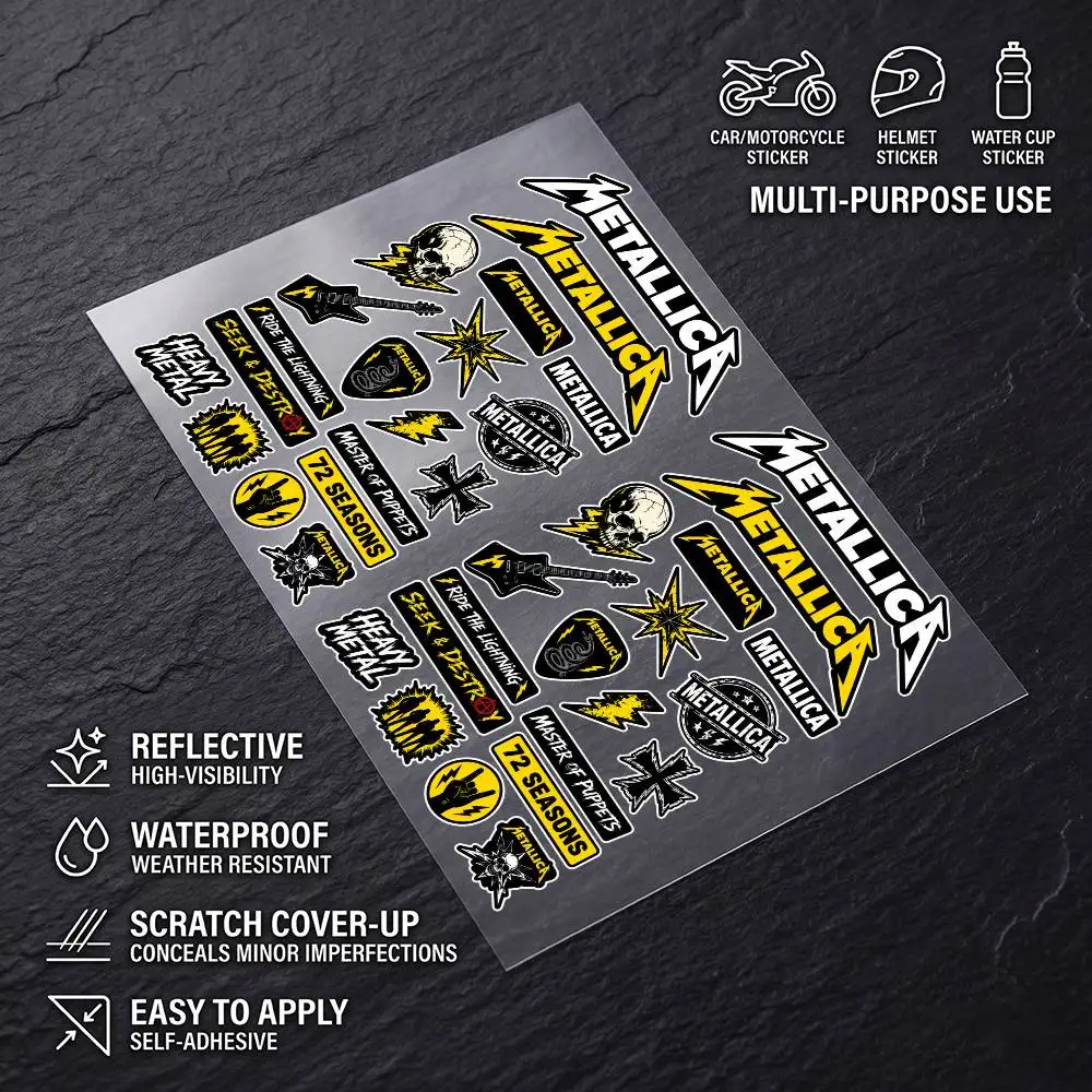 M-mEtAlLiCa-A All Purpose Reflective Waterproof Scratch Blocker Decal Car Bike Helmet Cup Refrigerator Decorative Stickers
