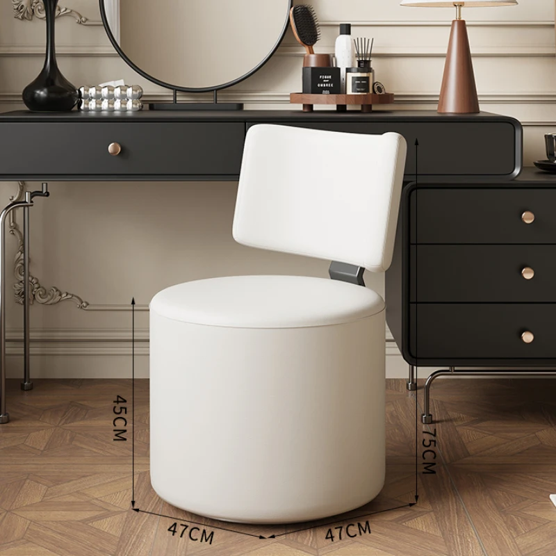2024 New Dressing Table Stool Bedroom Backrest Rotating Makeup Chair Antique Round Stool Toilet Makeup Furniture Living Room image 5