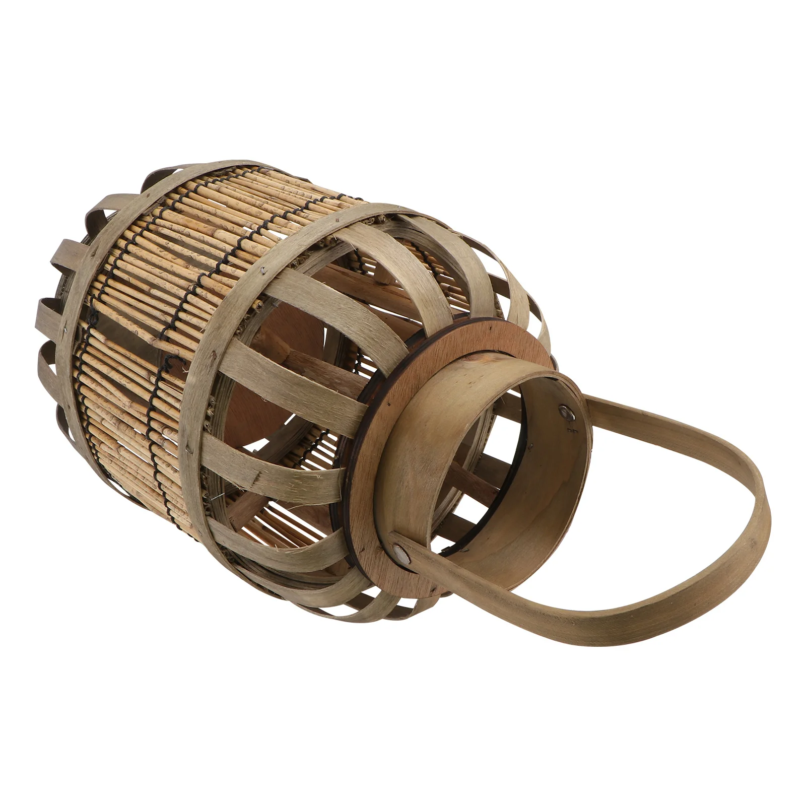 

1pc Woven Wind Lantern Portable Wooden Stand Decorative Festival Party Home Garden Adornment Light Chic