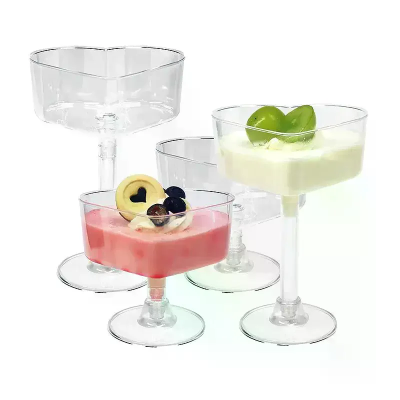 Plastic Goblet Disposable Transparent Champagne Glass Detachable Champagne Tower Dessert Cup For Wedding Party 10Pcs