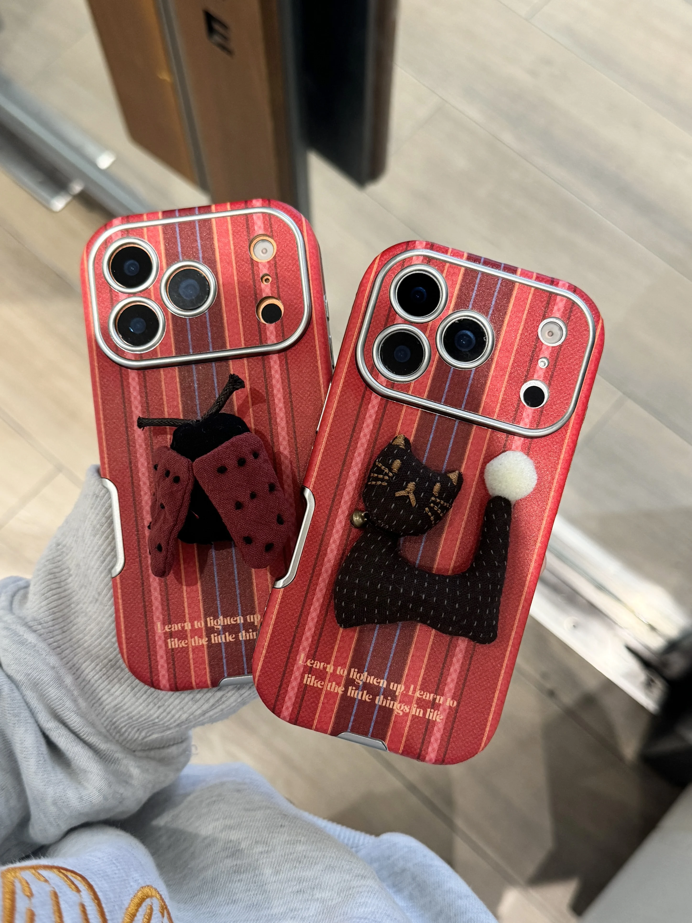 Why the Vintage Red Striped 3D Embroidered Cat Ladybug Phone Case is the Ultimate Accessory for Pet Lovers