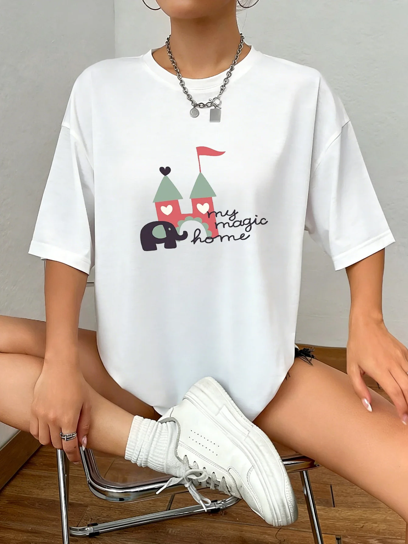 Women's Fashion White Milk Silk T-Shirt, 