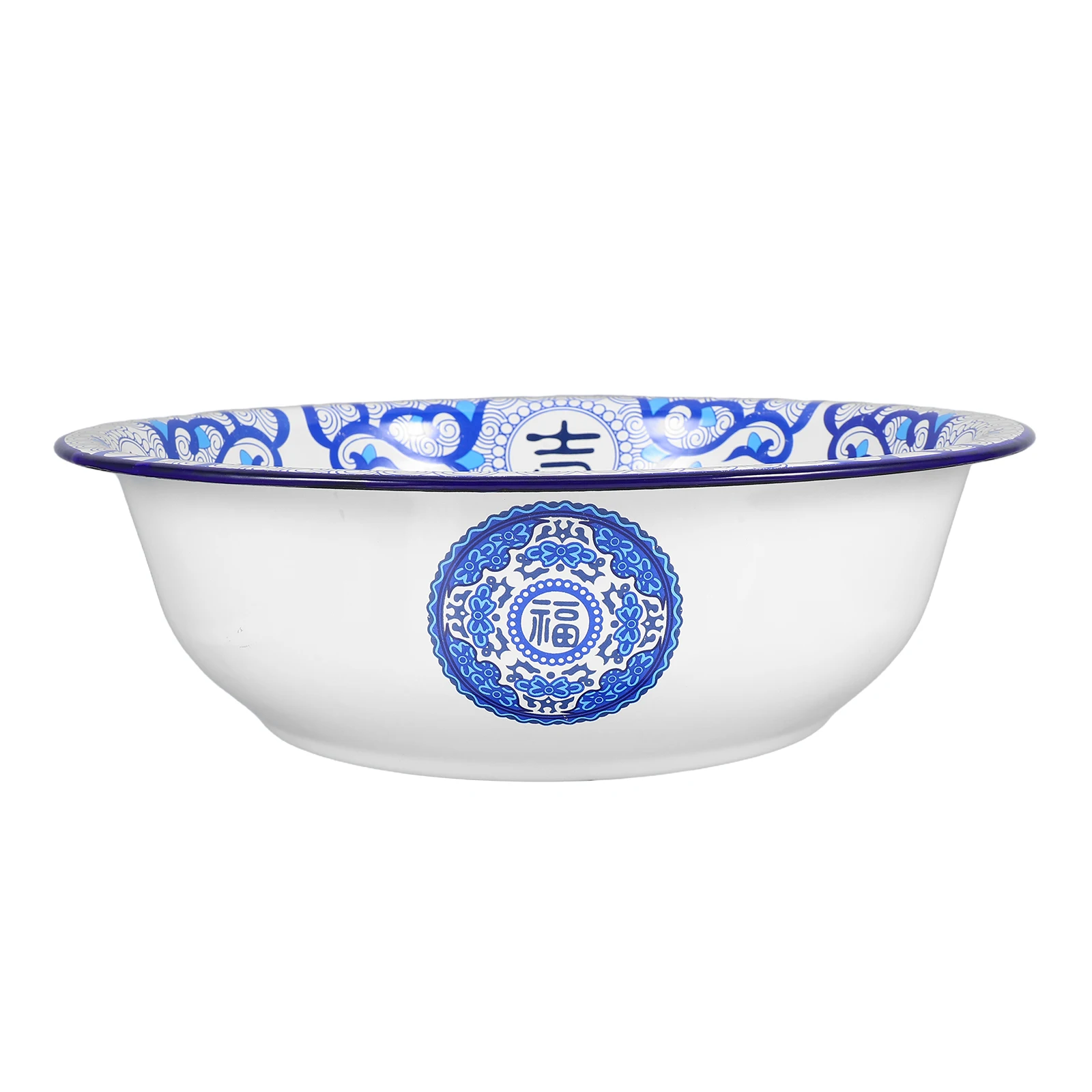 

Durable Large Enamel Basin Vintage Enameled Bowl Soup Fruit Washing Mixing Dough Salad Kitchen Bowl High Temp Resistant Classic