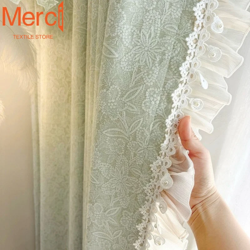 Gold Embossed Curtains Chenille Jacquard French Retro Curtains for Living Dining Room Bedroom Luxury Custom Size Decoration