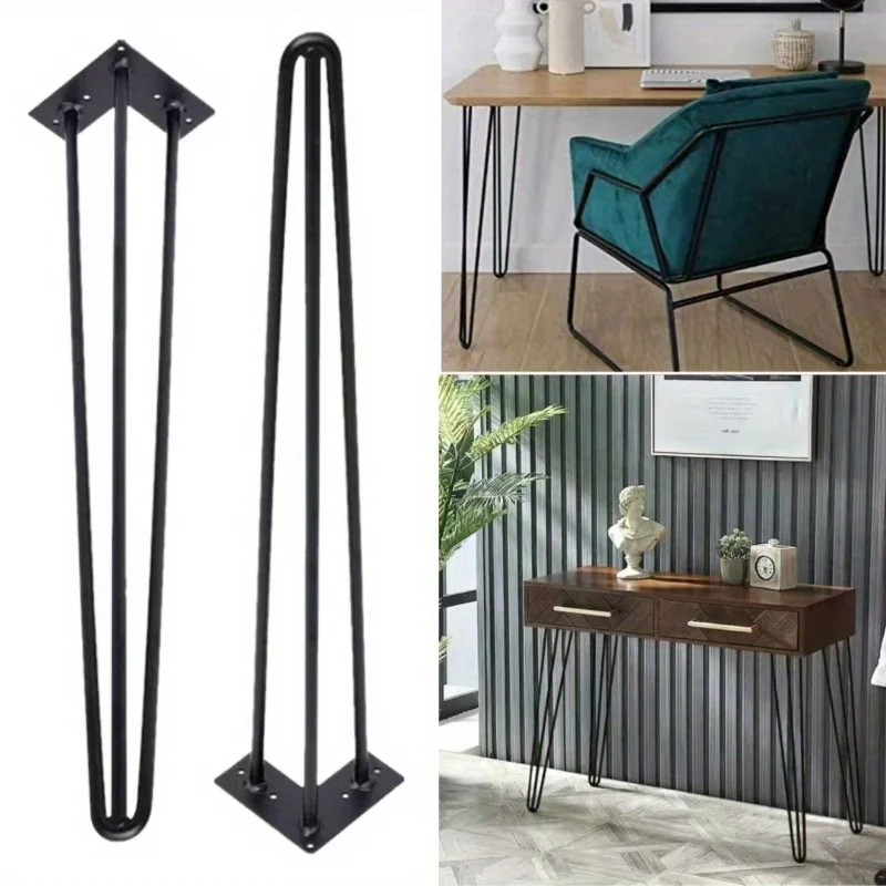 4pcs 45cm Ironwire table legs solid three-line table legs U-shaped dining table furniture feet hairpin feet support cabinet legs