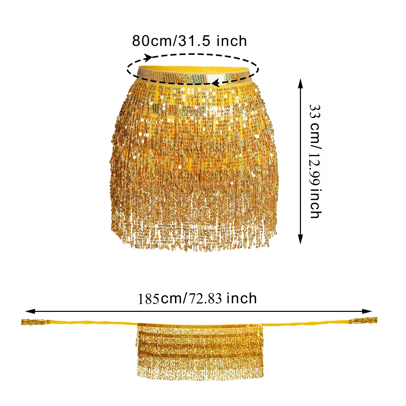 Women Bellydance Hip Scarves Glitter Sequins Tassel Carnival Rave Costume Belt Skirts Belly Dancing Stage Performance Dancewear