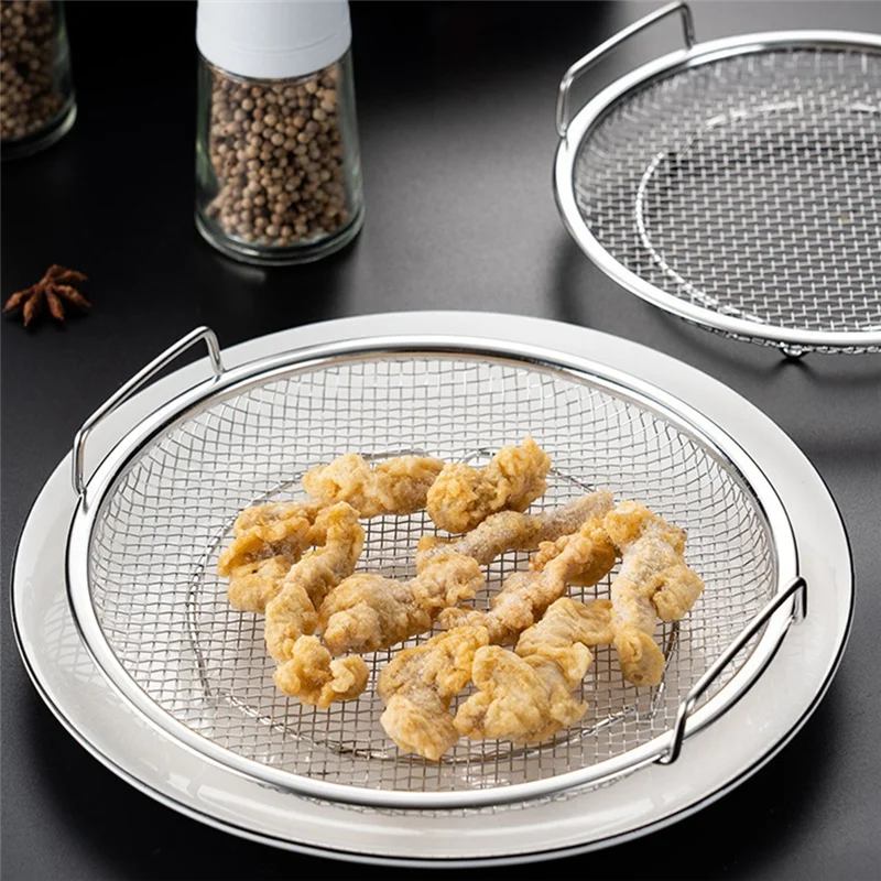 Kitchen Oil Strainer Pan Stainless Steel Frying Oil Strainer Pan Fine Mesh Strainer Basket For Frying BBQ French Fries-AT64