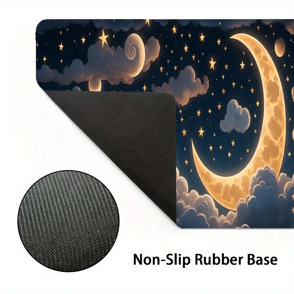 Alfombrilla de ratón con diseño de estrellas y luna, alfombrilla artística grande para juegos, alfombrillas antideslizantes para ratón XXL, alfombrilla para ordenador portátil y tableta, Mini tapete para PC