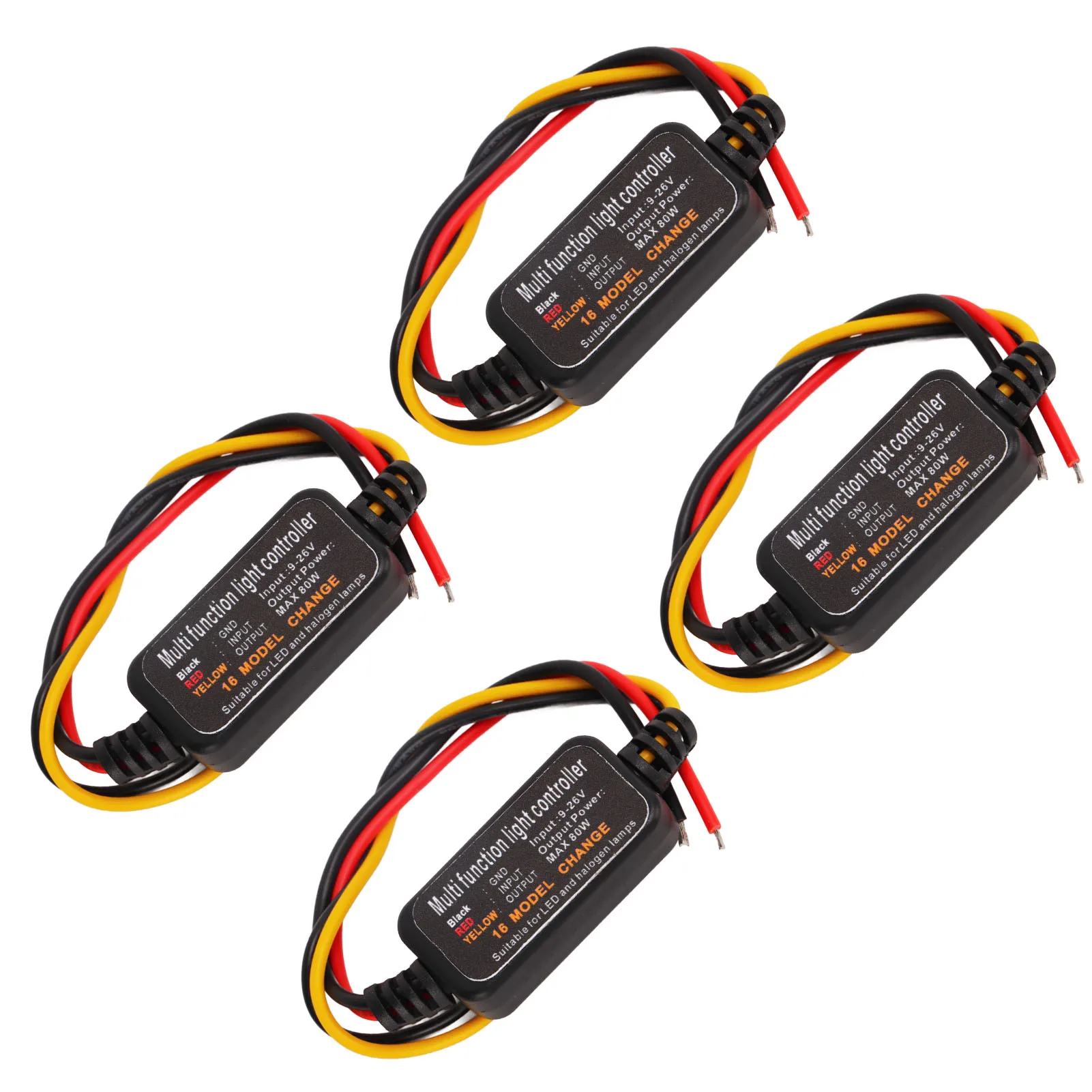 4PCS DC9‑26V LED Brake Light Flasher Strobe Controller 16 Modes Adjustable for Car Motorcycle