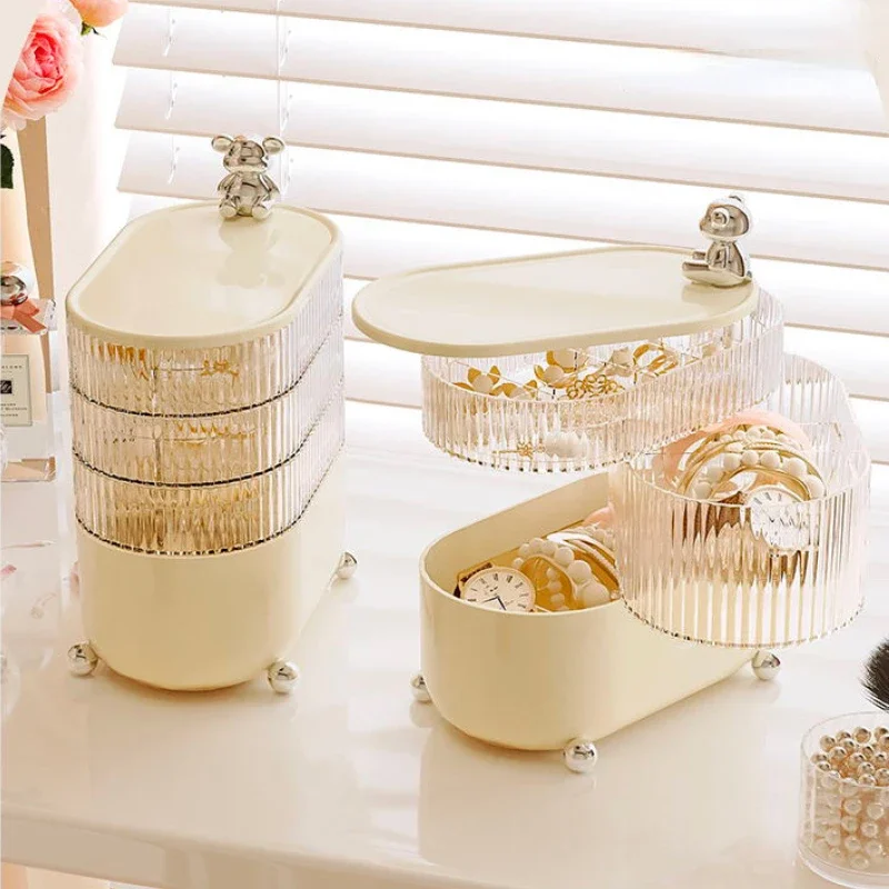 

Desktop storage box rotating Brush Jewelry organizer Dressing table acrylic Storage Boxes Multi grid makeup organizer for women