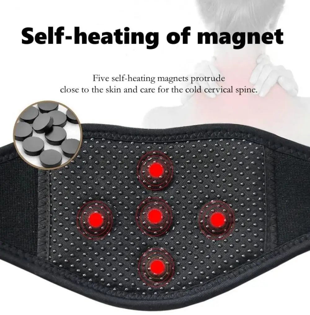 Self-Heating Neck Support Braces for Neck Pain Relief Stiffness 360 Degree Protection Adjustable Velcro Magnetic Relief Belt view 6