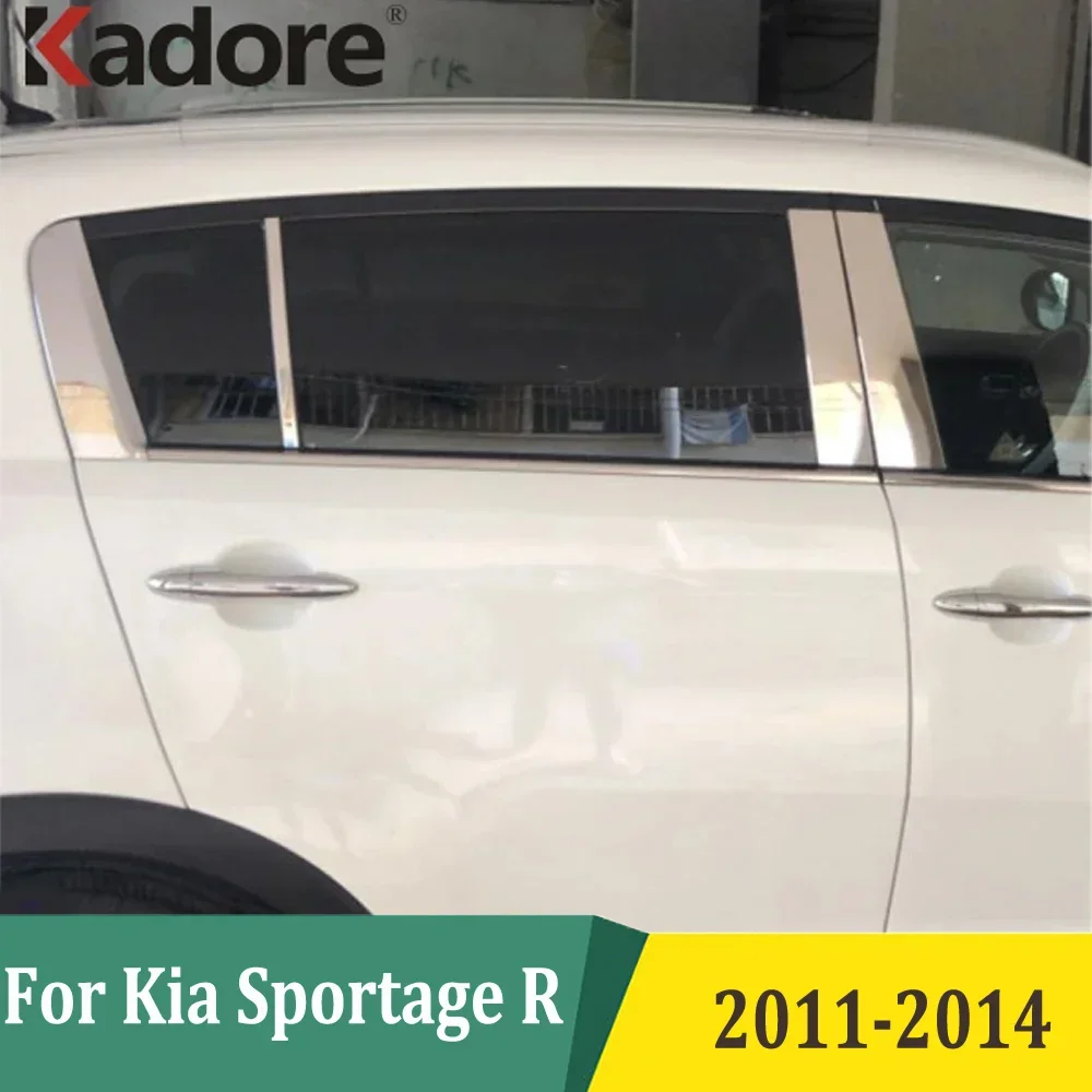 

For Kia Sportage R 2011 2012 2013 2014 Car Pillar B+C Trim Cover Window Decoration Strip Exterior Accessories Stainless Steel