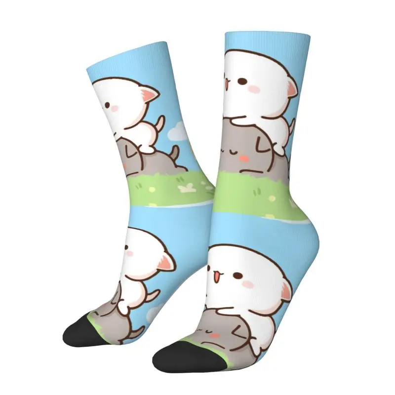 Homens e mulheres românticos Mochi Cat Dress Socks, Novidade Crew Socks, Peach e Goma, moda quente