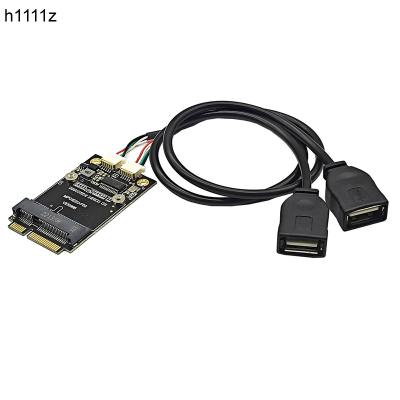 

NEW Mini PCIE to Dual Port USB2.0 Adapter Card Riser with 30CM USB Extension Cable FE1.1S Chip Mini PCI Express to USB Converter