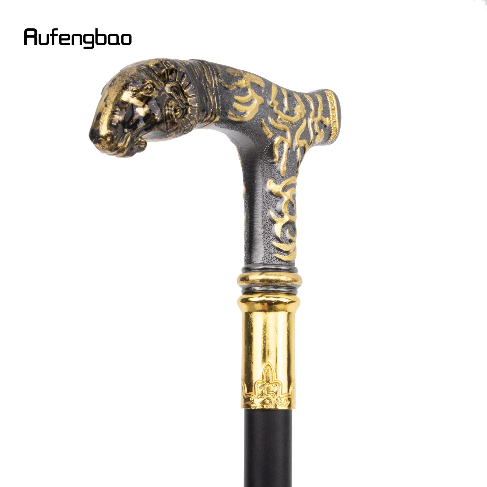 Golden Black Goat Luxury Pattern Walking Stick Party Fashion Elegant Walking Stick Decorative Cospaly Cane Knob Crosier 90cm