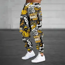 Men Loose Casual Pocket Drawstring Sweatpants Winter New Thick Warm Pants Fashion Letter Printed Sweatpants Men Tracksuit Pants